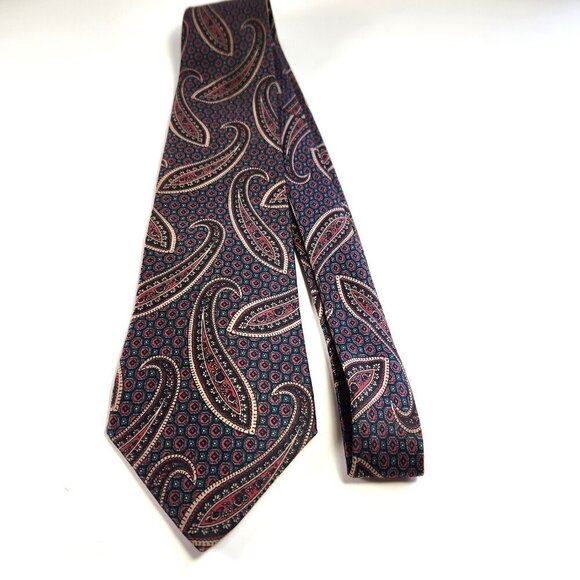 Lanvin Paris Tie Paisley Necktie Men's 100% Silk Tie Made in Canada - Picture 5 of 7